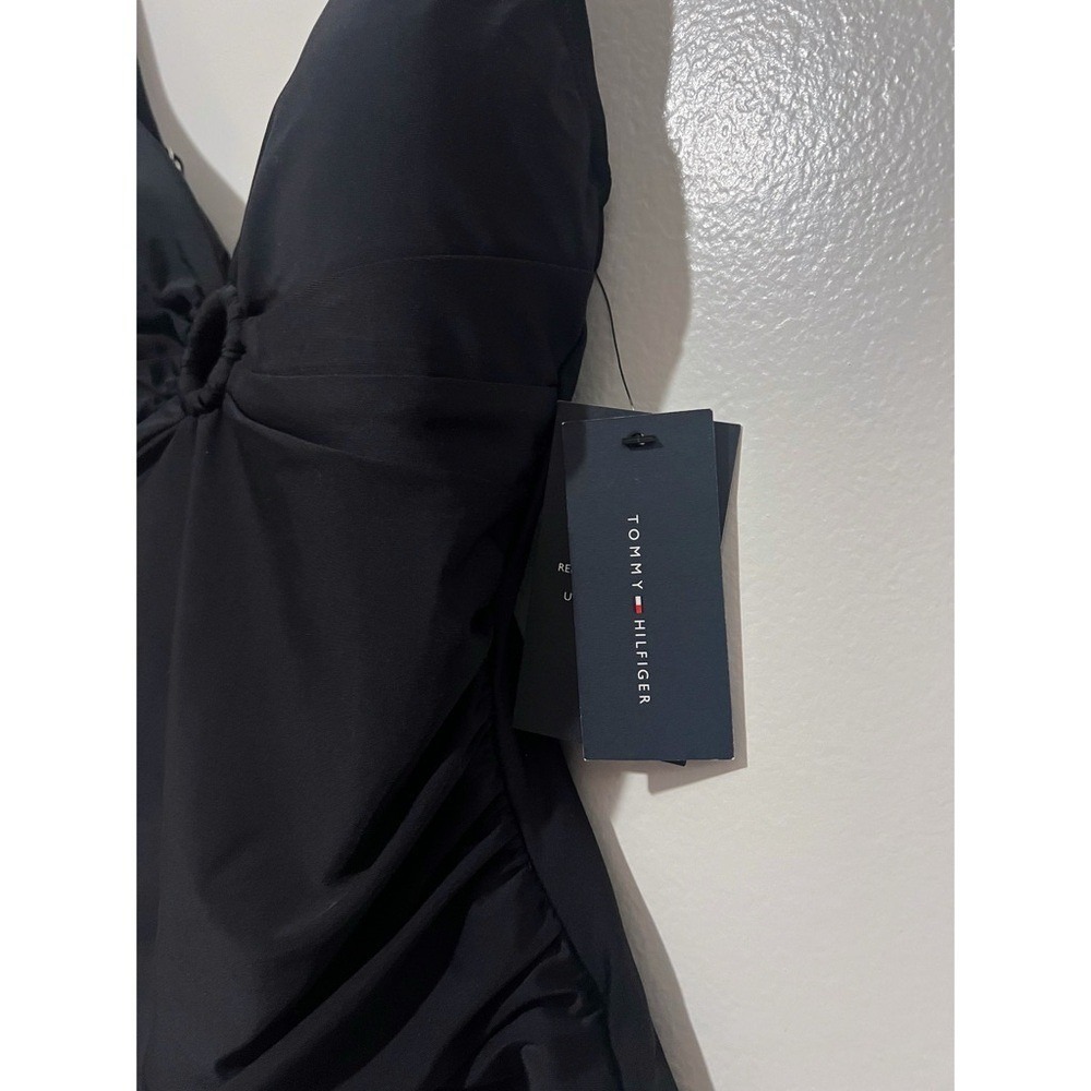 Tommy Hilfiger Womens Black Ring Detail Ruched One Piece Swimsuit Size 4 NEW - Picture 5 of 9